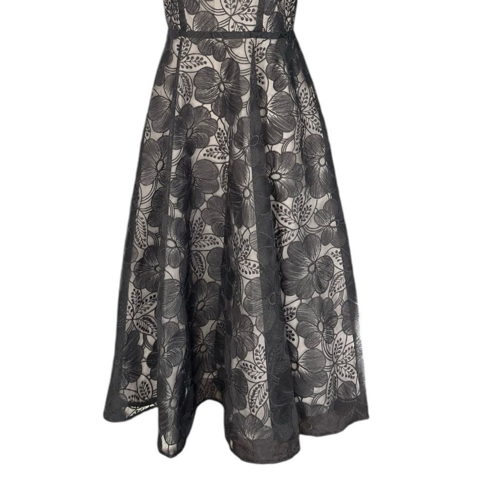 ANN TAYLOR NWOT Midnight floral midi dress in Black & Cream Size 0 - Picture 4 of 7